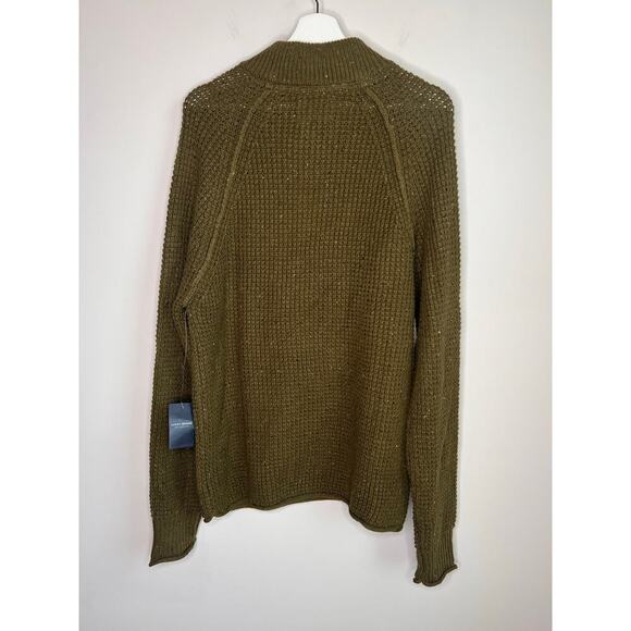 NWT Lucky Brand Nep 1/4 Mock Neck Rib Knit Sweater Olive Night Men's Size Large - Picture 8 of 14